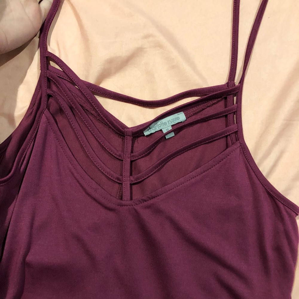 Burgundy caged tank top